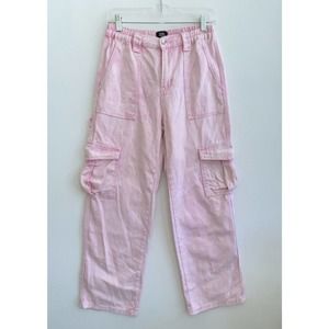 SIMPLE SOCIETY Pink Cargo Jeans Elastic Waist Pockets Juniors Size 9/29